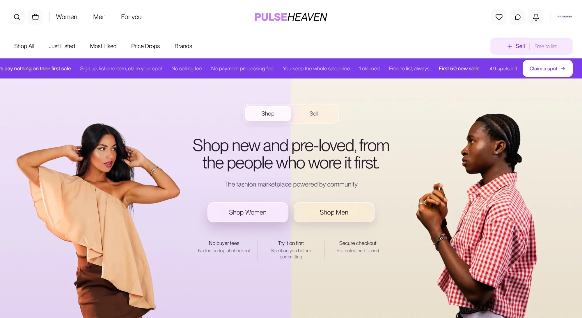 The redesigned Pulseheaven homepage on desktop, showing the marketplace's new hierarchy and product discovery.