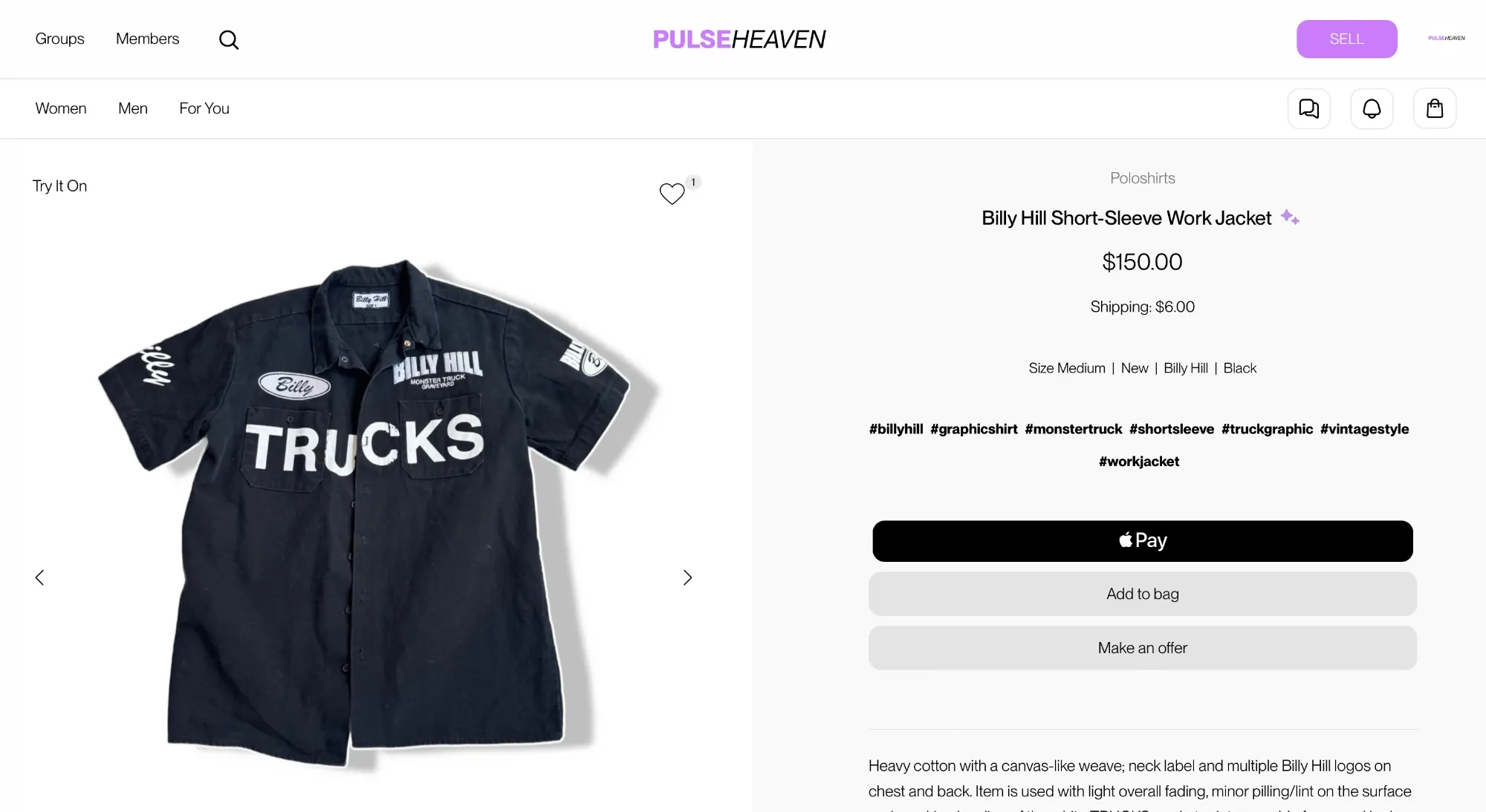 The original Pulseheaven product page on desktop.